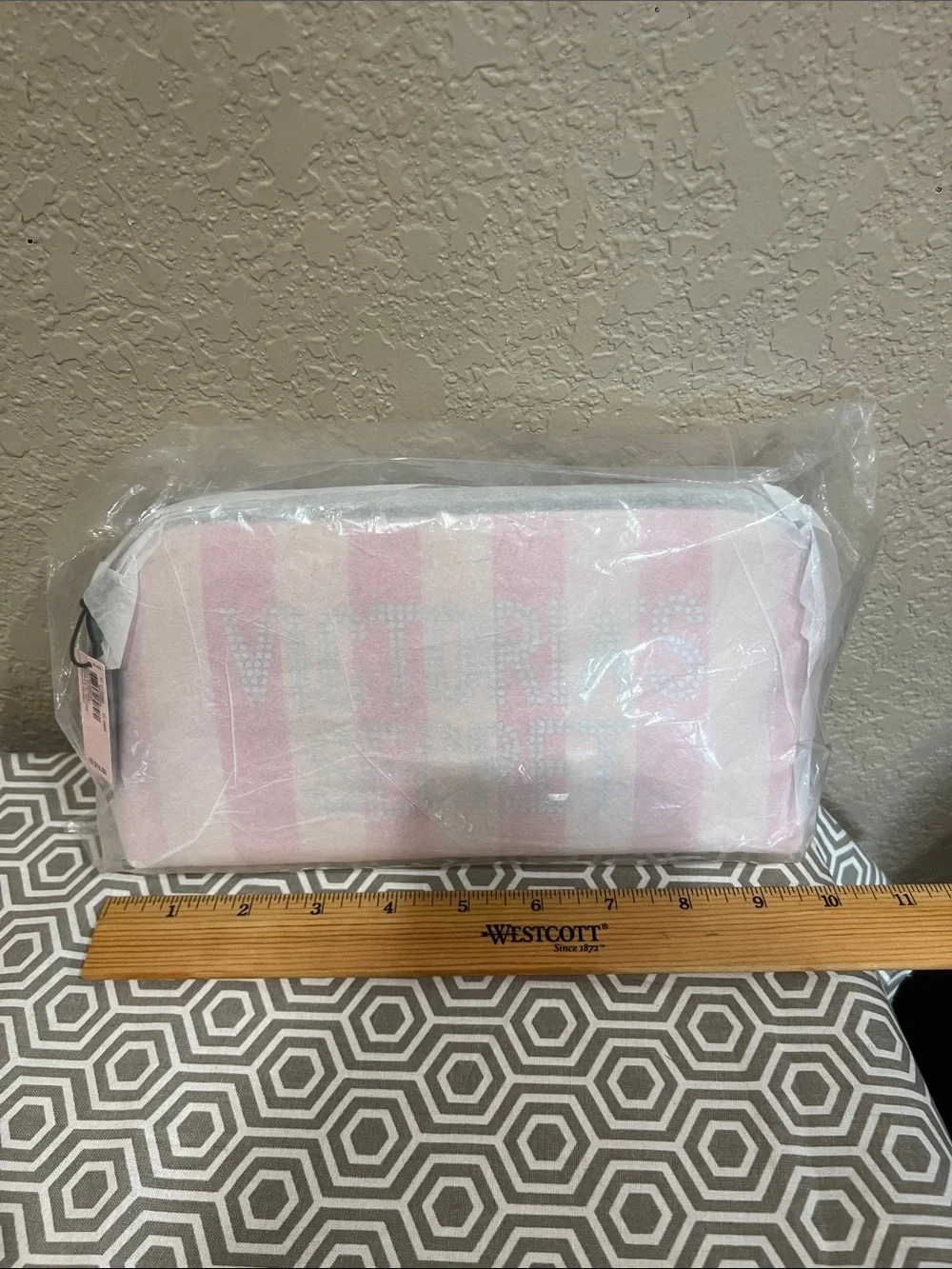 Victoria’s Secret Striped Pink Travel Cosmetic Pouch with Lettering